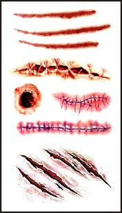 Fake Wound Scar Tattoo Stickers – Realistic Halloween Prank Makeup Temporary Tattoos