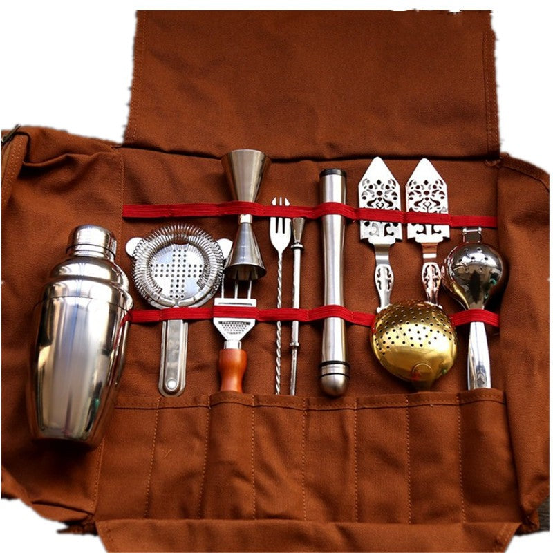 Canvas Leather Roll-Up Tool Bag – Portable Organizer for Tools & Accessories