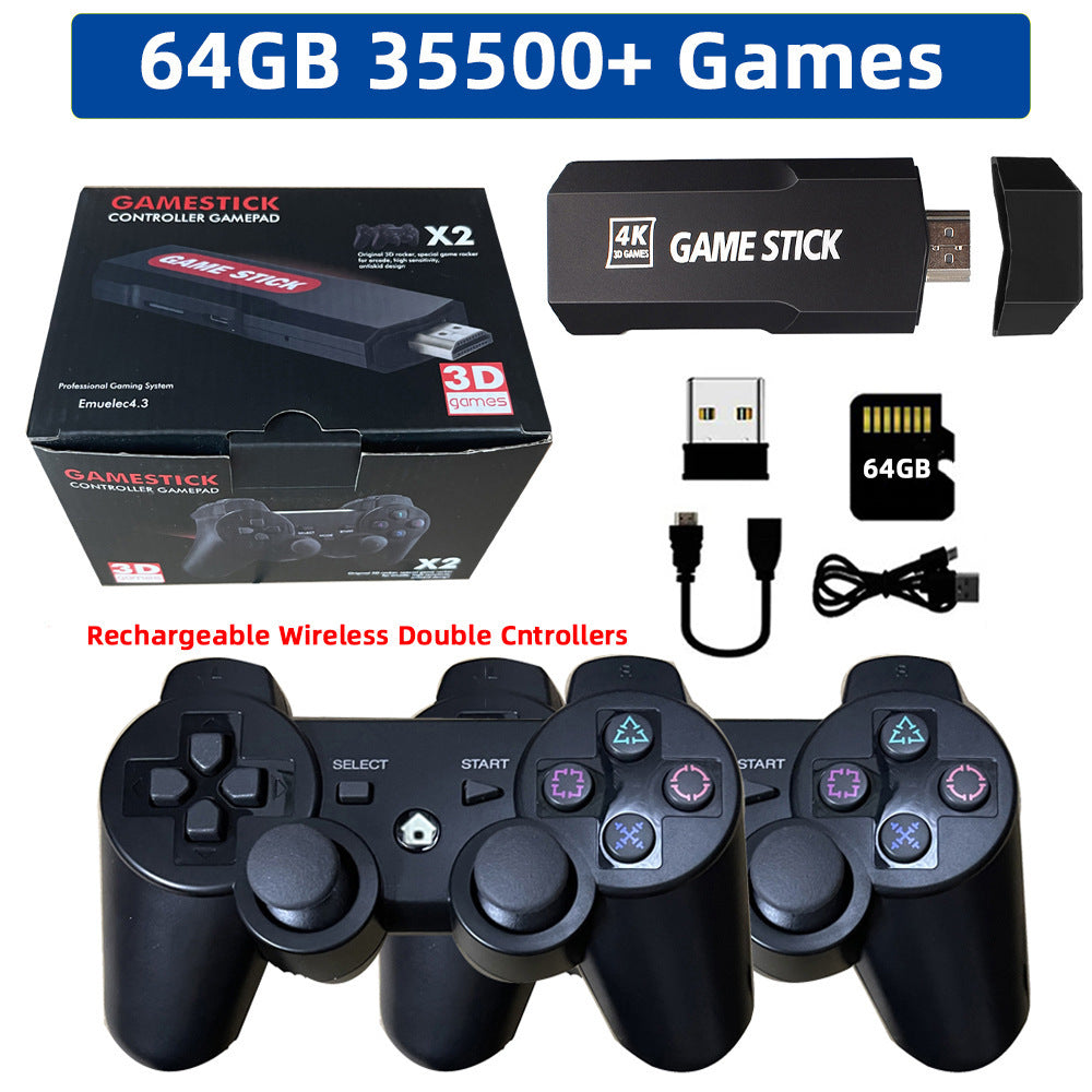 4K HD HDMI Game Stick Console with 2 Rechargeable Controllers – Home TV Gaming System