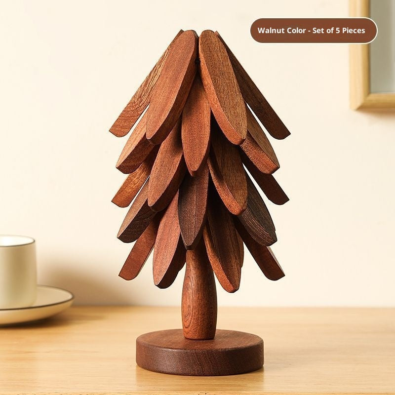 Decorative Wooden Tree Trivet – Heat Resistant Table Mat