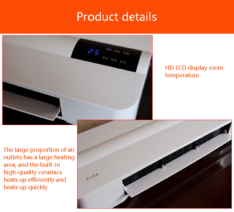 2000W Electric Wall Heater with Digital Display, Adjustable Thermostat, Timer & Overheat Protection – Indoor Space Heater