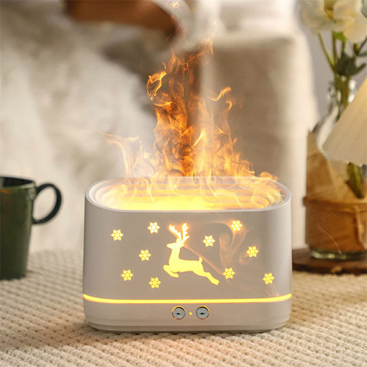 Elk Flame Humidifier Diffuser โ LED Fire Effect Aroma Diffuser & Atmosphere Lamp for Home