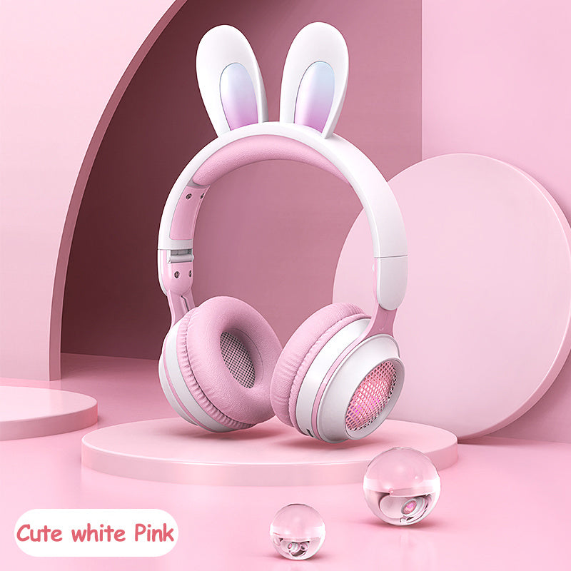 Cute LED Bunny Wireless Headphones Kids Rabbit Ear Wireless