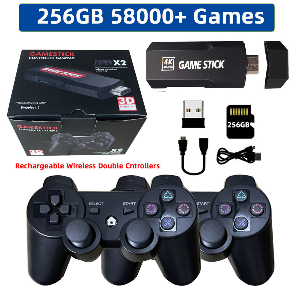 4K HD HDMI Game Stick Console with 2 Rechargeable Controllers – Home TV Gaming System