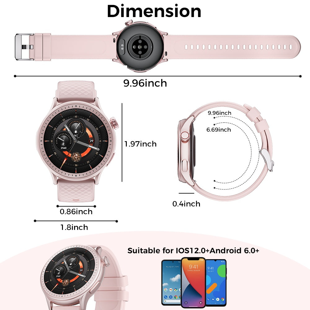 “Round AMOLED Smartwatch – 1.43″ HD, 3ATM Waterproof, Heart Rate Monitor”