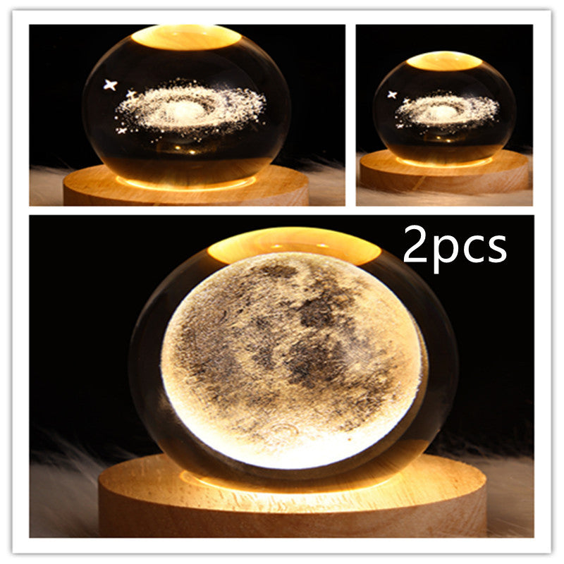 3D Moon & Galaxy Crystal Ball LED Lamp