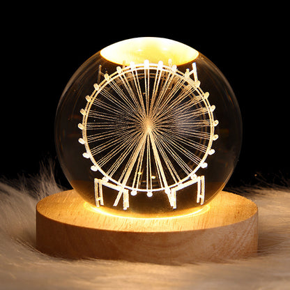 3D Moon & Galaxy Crystal Ball LED Lamp