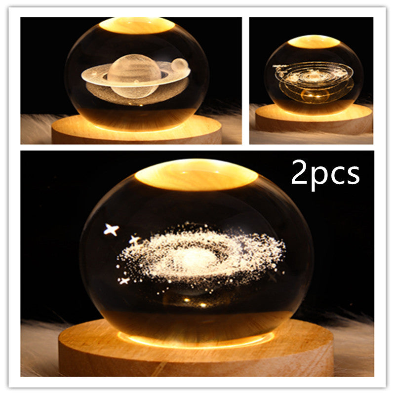 3D Moon & Galaxy Crystal Ball LED Lamp
