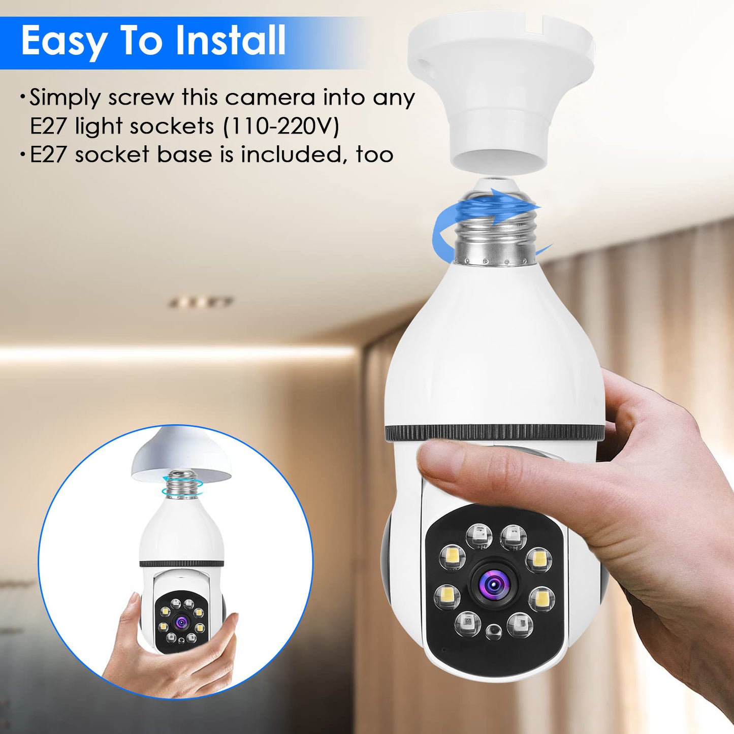 Smart WiFi Light Bulb Camera – 1080P
