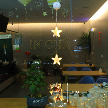 3PCS Christmas LED Star Window Hanging Lights