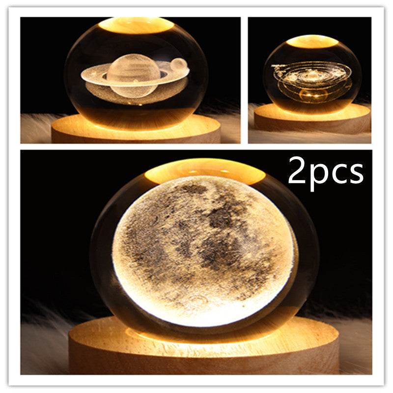 3D Moon & Galaxy Crystal Ball LED Lamp
