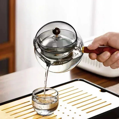 Heat-Resistant Rotating Glass Teapot with Infuser