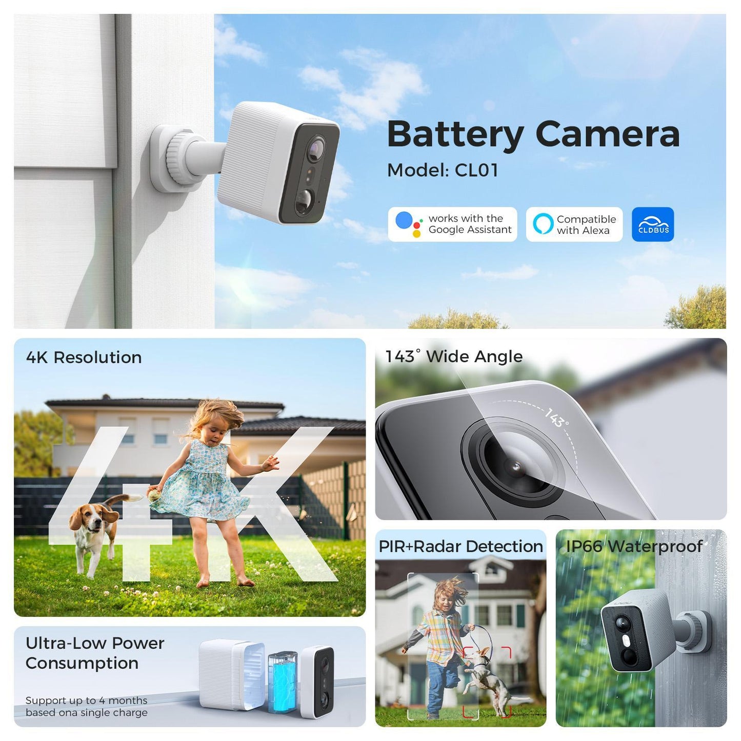 Wireless 4K Battery Security Camera with Night Vision