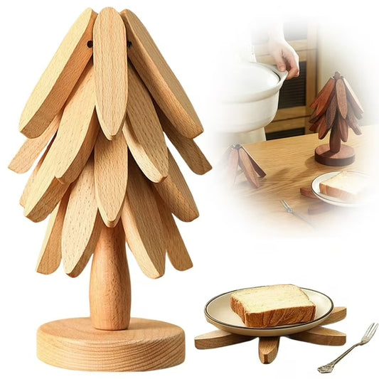 Decorative Wooden Tree Trivet – Heat Resistant Table Mat