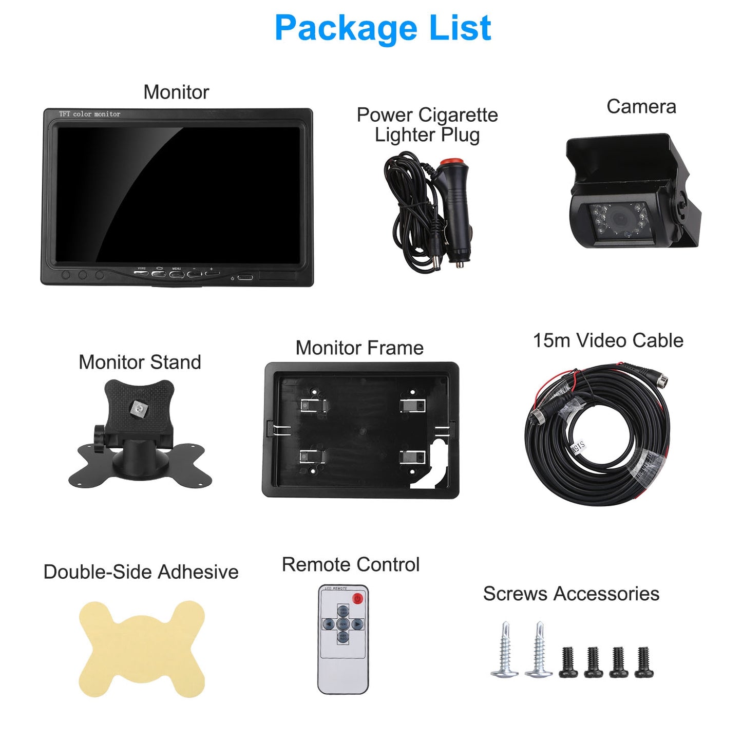 “7" HD Waterproof Car Rear View Camera Monitor System”