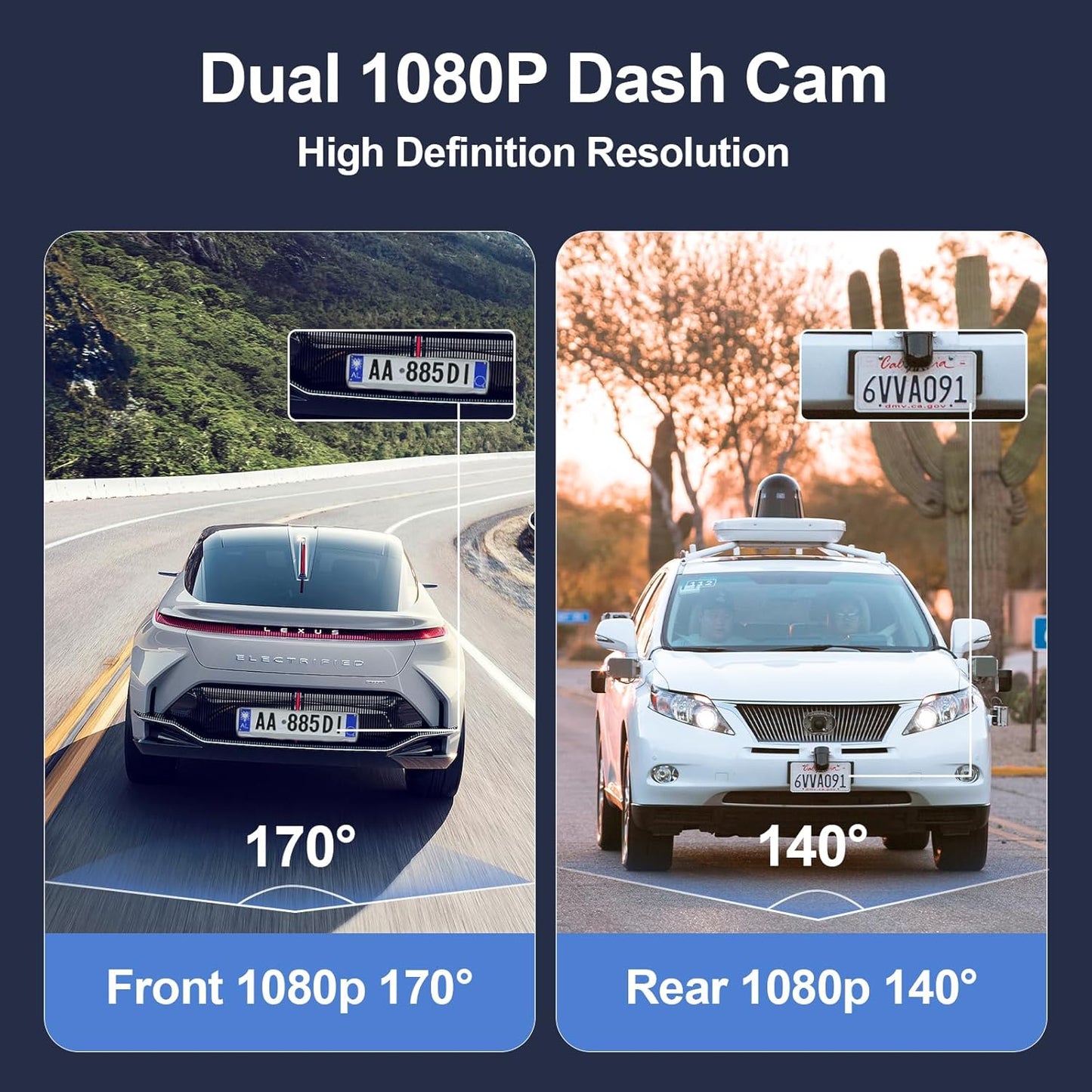 1080P Dual Dash Cam – Front & Rear Car Camera with G-Sensor