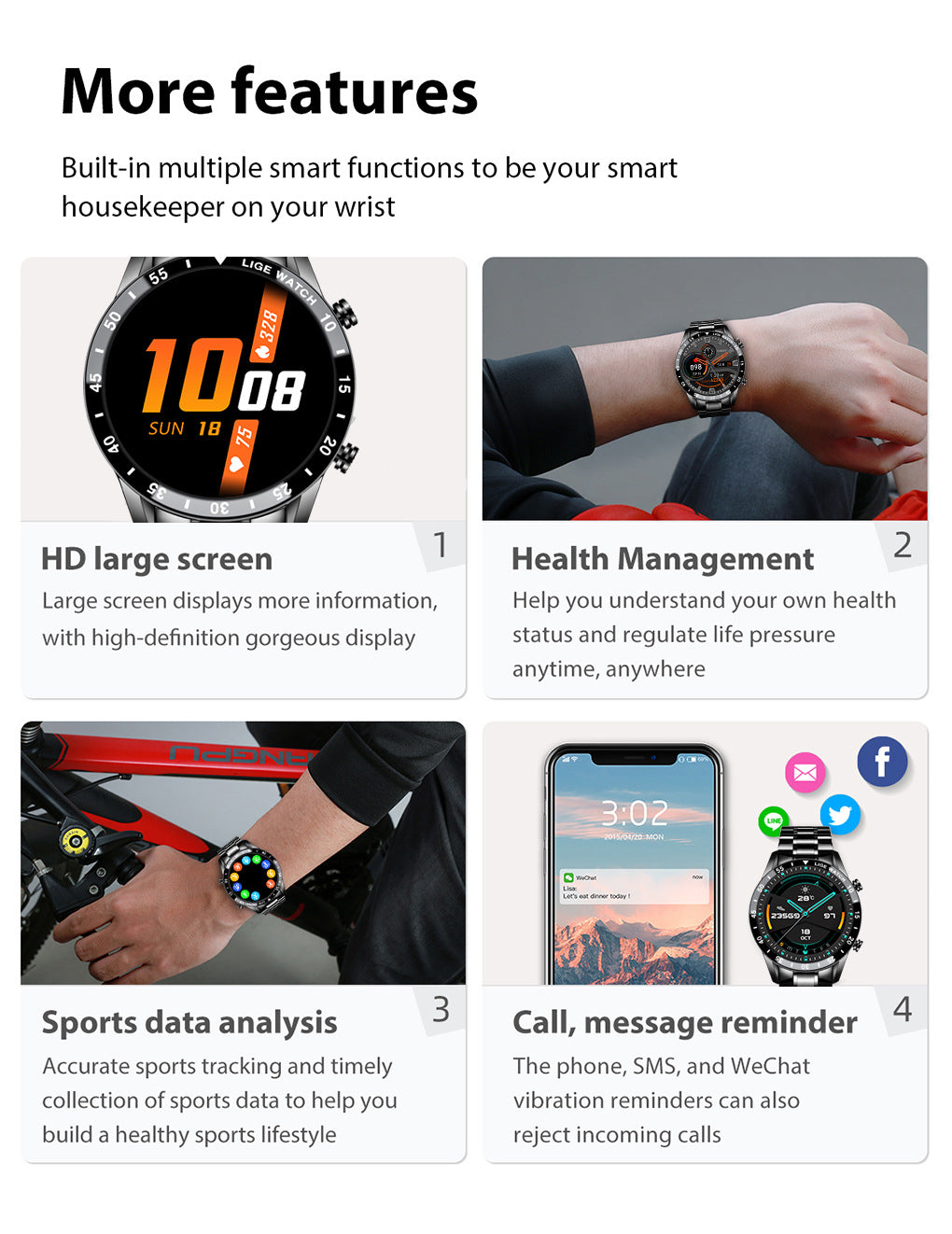 Bluetooth Calling Smart Watch with Metal Strap – One Touch Dial, Fitness Tracker for Android & iOS