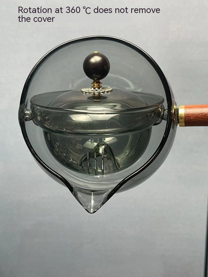Heat-Resistant Rotating Glass Teapot with Infuser