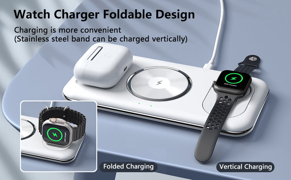3-in-1 Wireless Charging Station for Phone, Watch & Earbuds