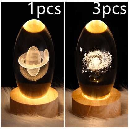 3D Moon & Galaxy Crystal Ball LED Lamp
