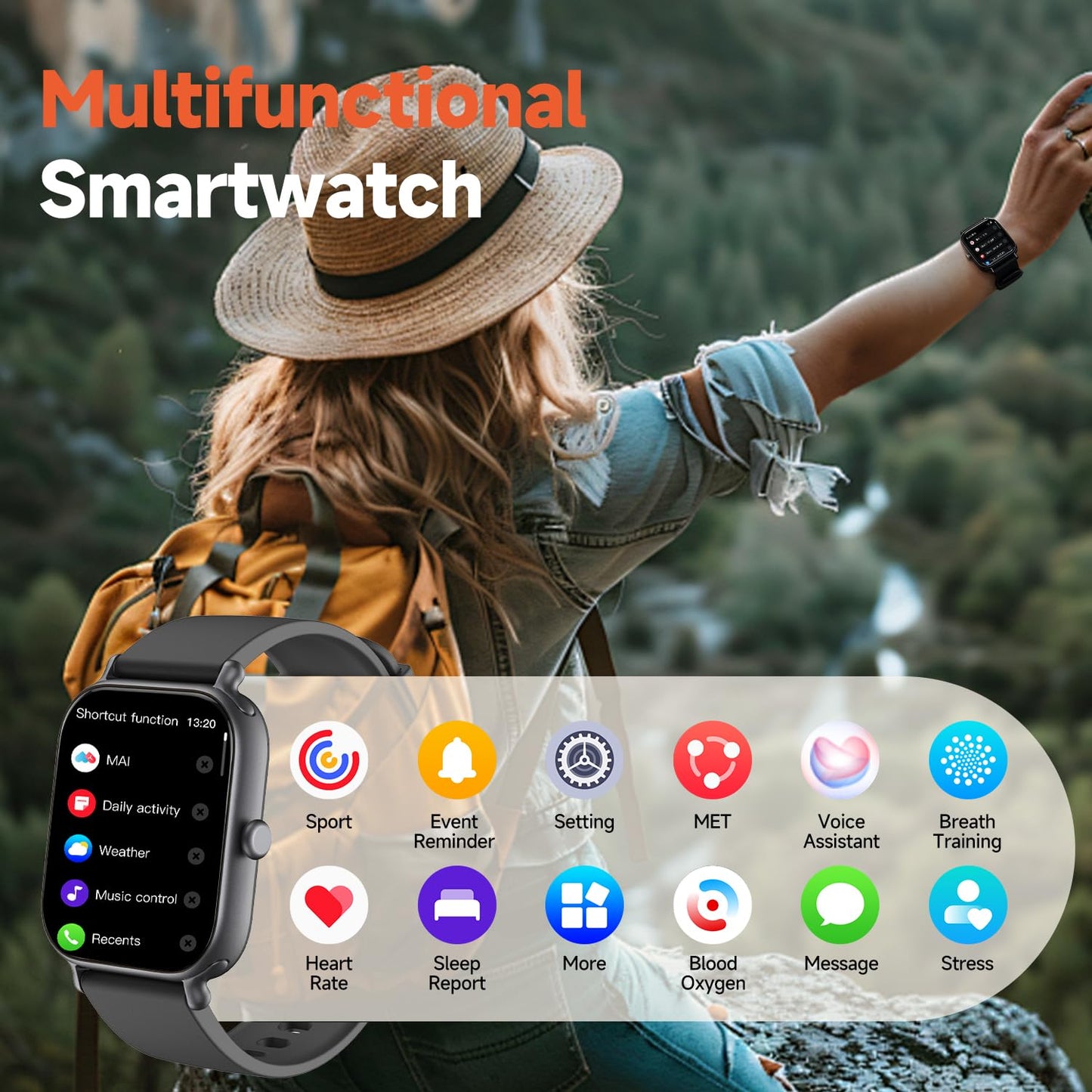 Bluetooth Fitness Smartwatch with Heart Rate Monitor
