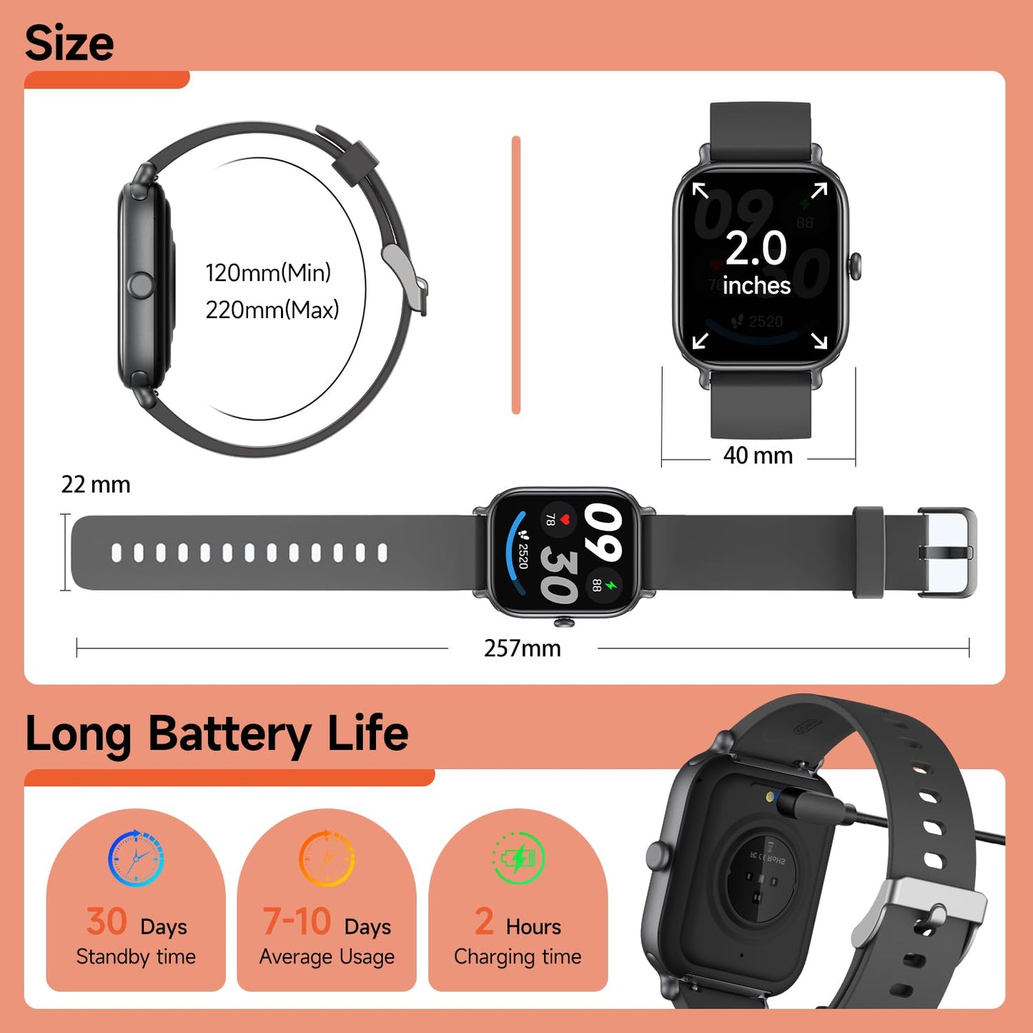 Bluetooth Fitness Smartwatch with Heart Rate Monitor