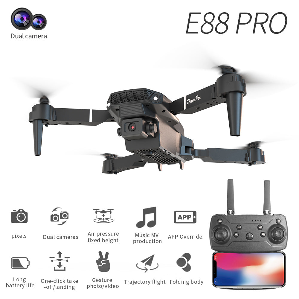 E88 Dual Camera Drone with WiFi FPV, Foldable RC Quadcopter with Altitude Hold