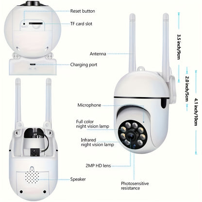 360° WiFi Smart PTZ Security Camera with Night Vision