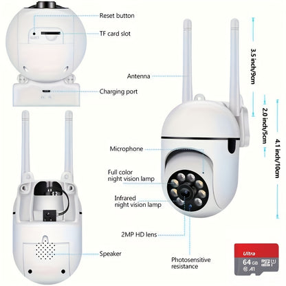 360° WiFi Smart PTZ Security Camera with Night Vision