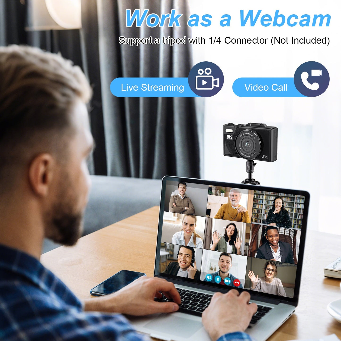 5K Compact Digital Camera for Vlog & Video