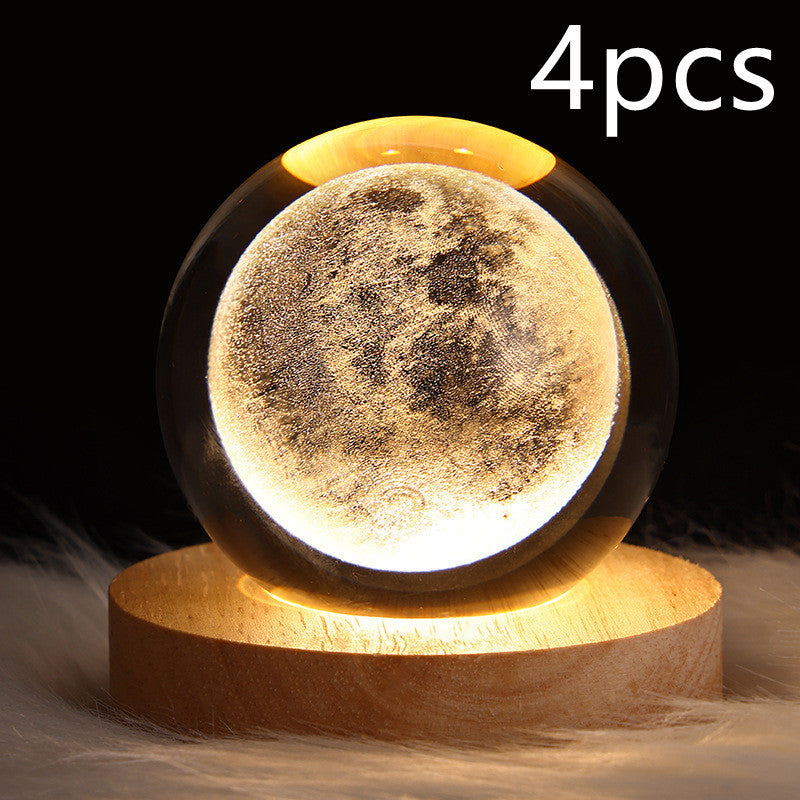 3D Moon & Galaxy Crystal Ball LED Lamp