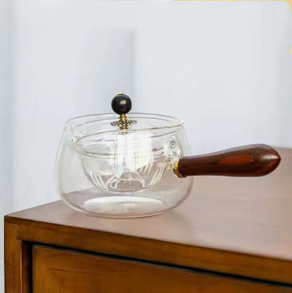 Heat-Resistant Rotating Glass Teapot with Infuser