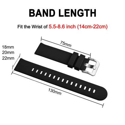 22mm Slim Silicone Smartwatch Band – Quick Release