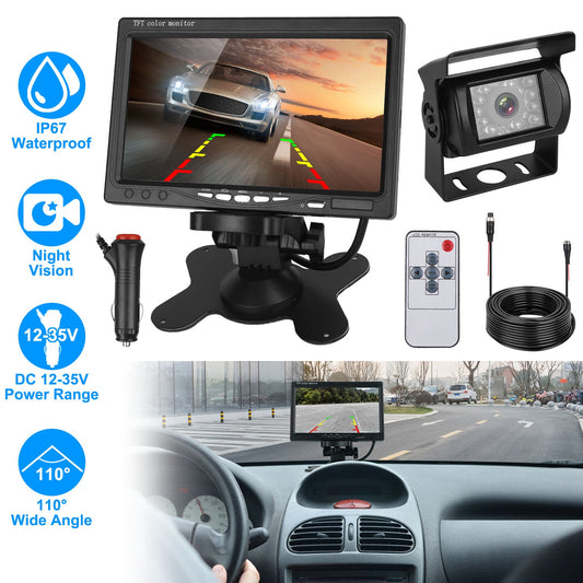 “7" HD Waterproof Car Rear View Camera Monitor System”