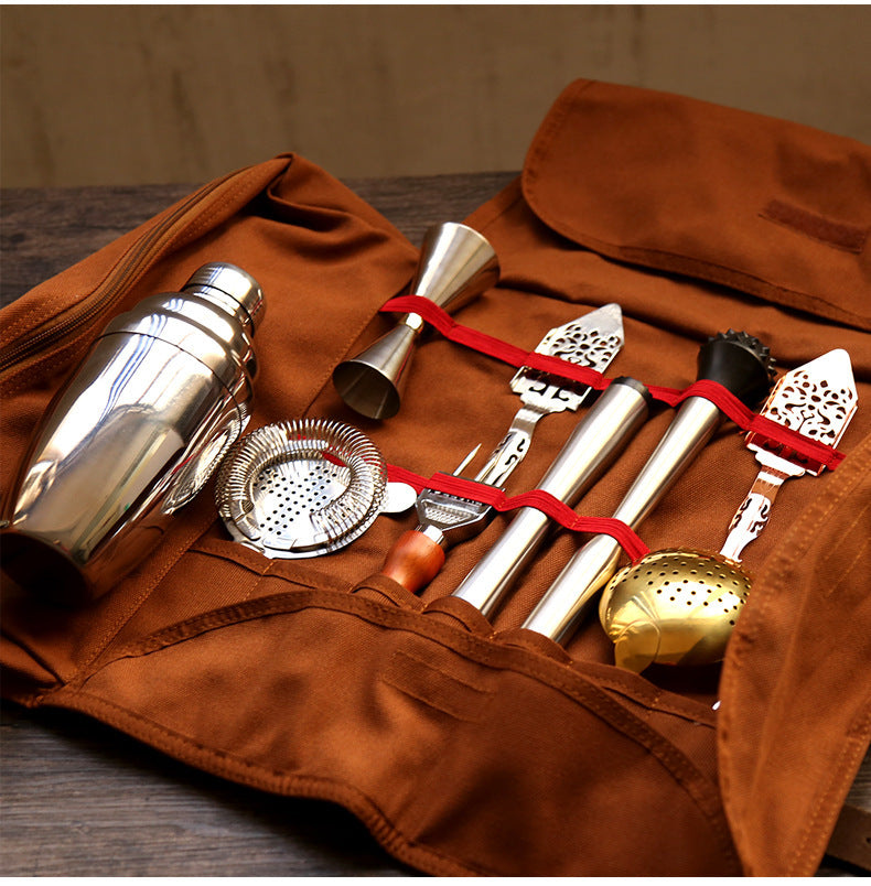 Canvas Leather Roll-Up Tool Bag – Portable Organizer for Tools & Accessories