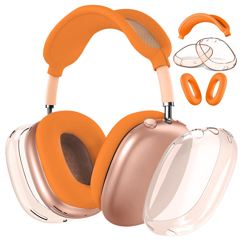 Premium Protective Cover Set for AirPods Max – Silicone Ear Cushions & Clear TPU Case with Headband Cover