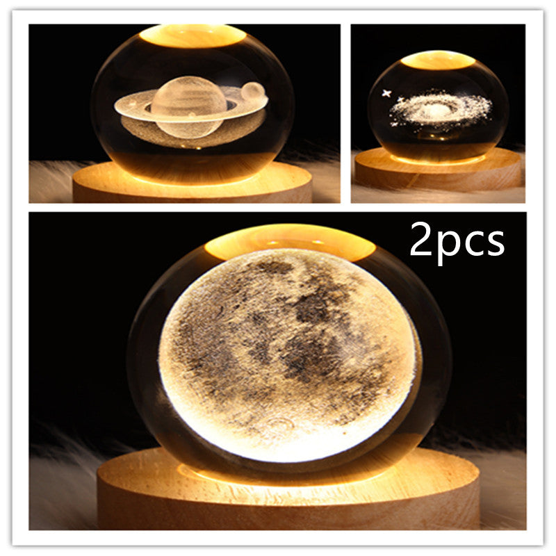 3D Moon & Galaxy Crystal Ball LED Lamp