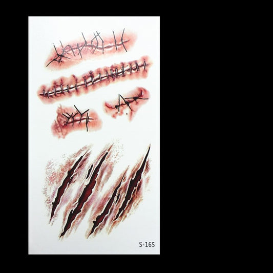 Fake Wound Scar Tattoo Stickers – Realistic Halloween Prank Makeup Temporary Tattoos