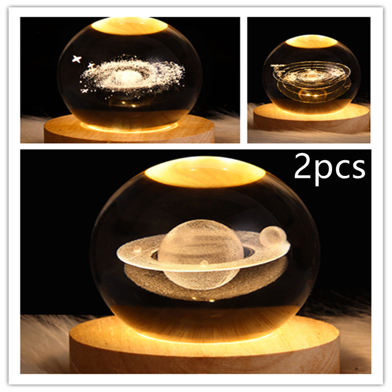 3D Moon & Galaxy Crystal Ball LED Lamp
