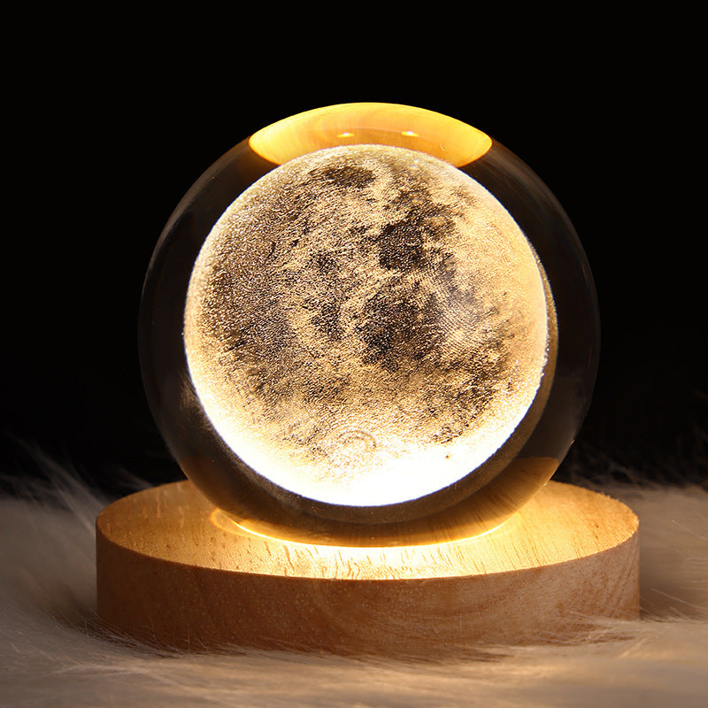 3D Moon & Galaxy Crystal Ball LED Lamp