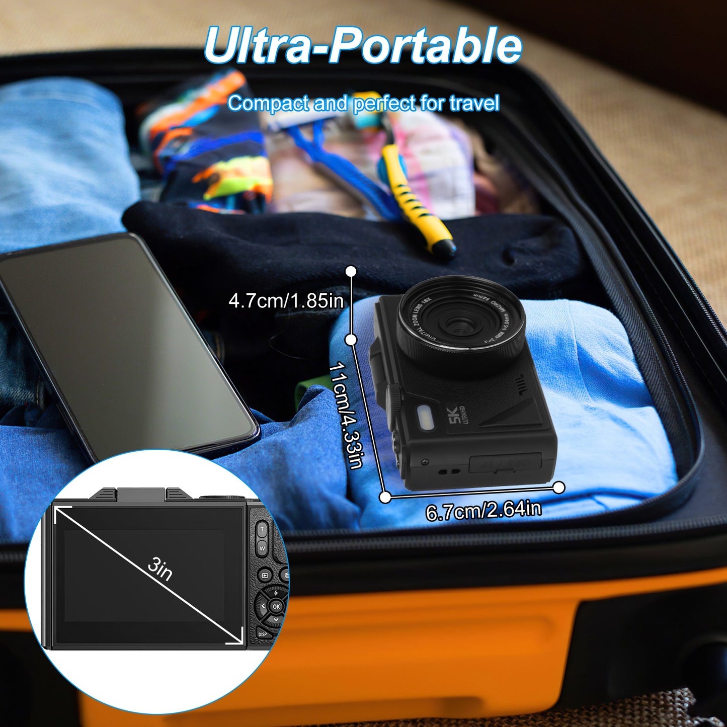 5K Compact Digital Camera for Vlog & Video