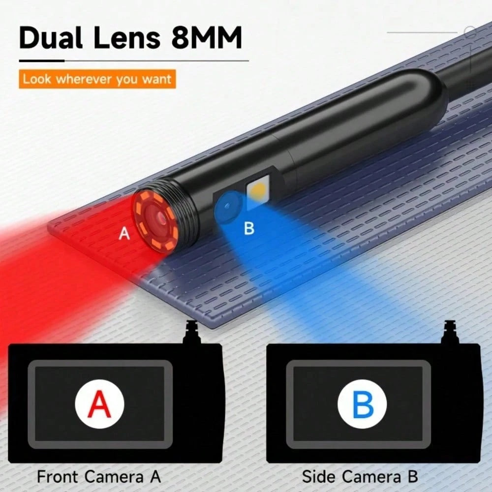 4.3″ Dual Lens Endoscope Inspection Camera with LED Light