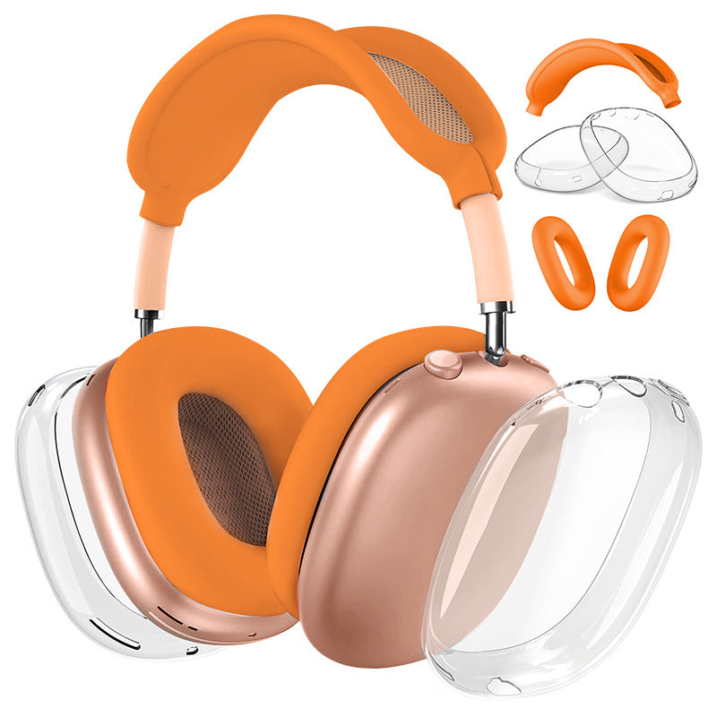 Premium Protective Cover Set for AirPods Max – Silicone Ear Cushions & Clear TPU Case with Headband Cover