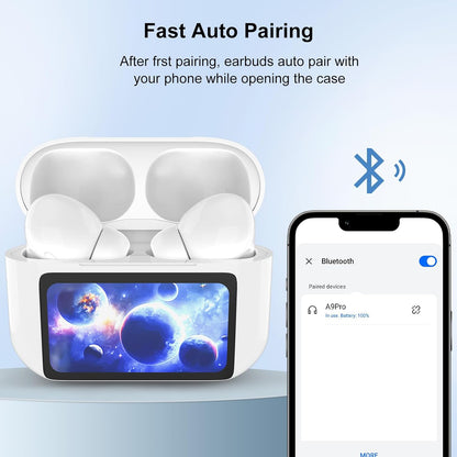 Smart Touch Screen Wireless Earbuds – ANC & Hi-Fi Sound