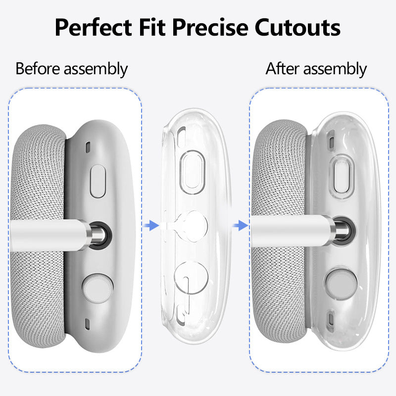 Premium Protective Cover Set for AirPods Max – Silicone Ear Cushions & Clear TPU Case with Headband Cover