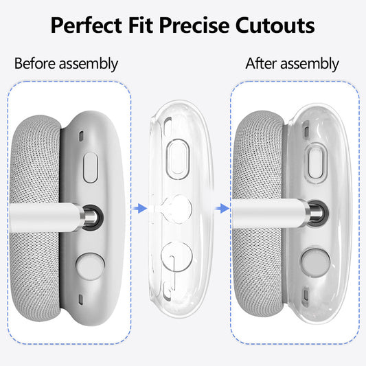 Premium Protective Cover Set for AirPods Max – Silicone Ear Cushions & Clear TPU Case with Headband Cover