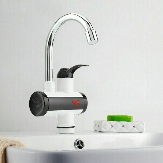 Instant Electric Water Heater Faucet 3000W with LED Digital Display, 360° Rotating Hot & Cold Tap