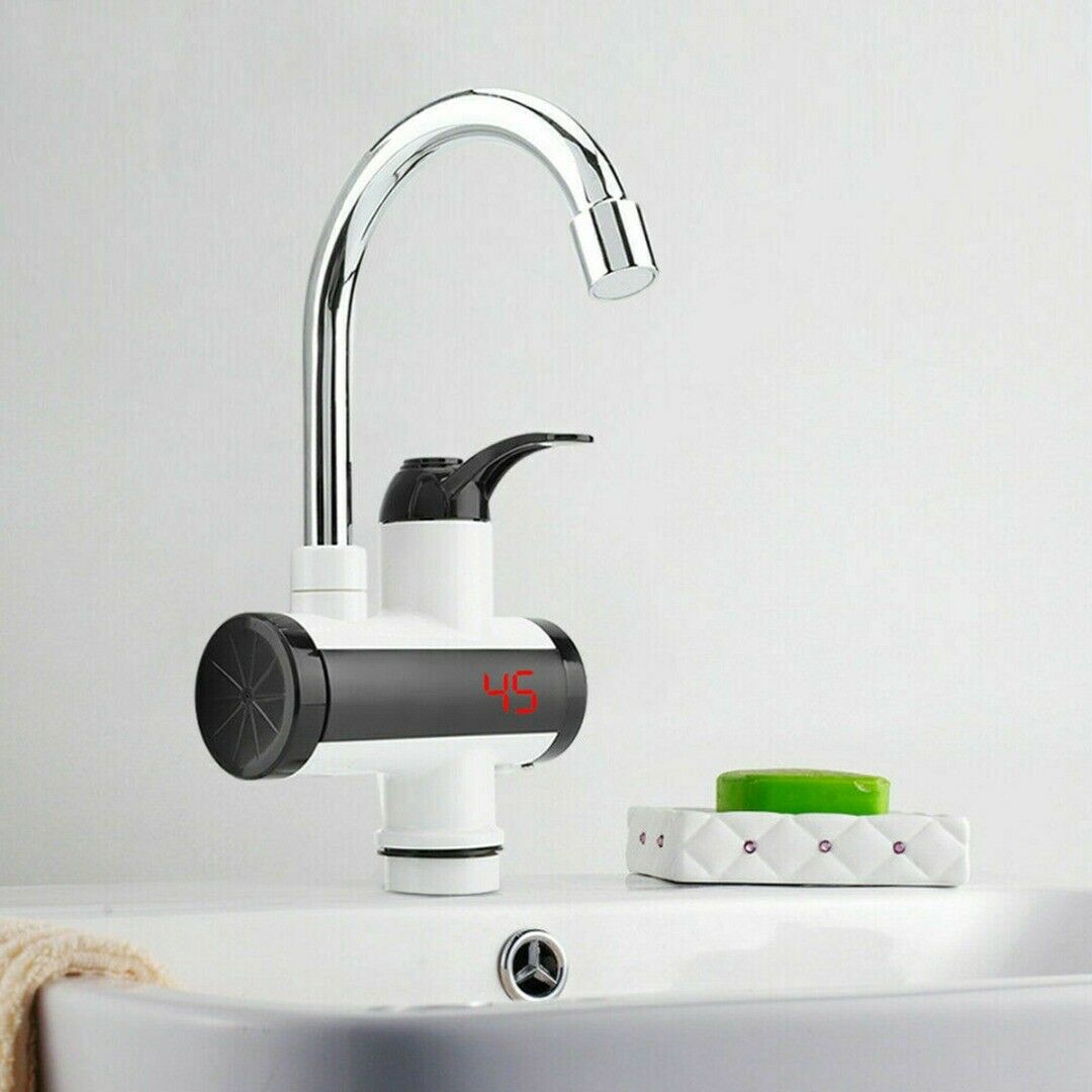 Instant Electric Water Heater Faucet 3000W with LED Digital Display, 360° Rotating Hot & Cold Tap