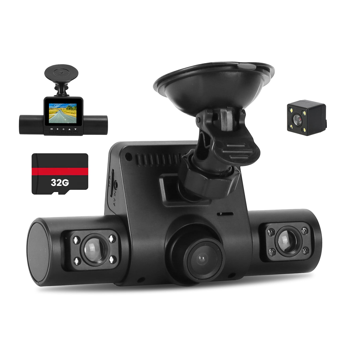 “360° 4-Channel FHD Car Dash Cam with Night Vision”