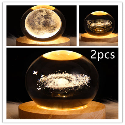 3D Moon & Galaxy Crystal Ball LED Lamp